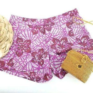 Vintage Columbia Sportswear Tropical Print Shorts Purple Light Weight Size 12